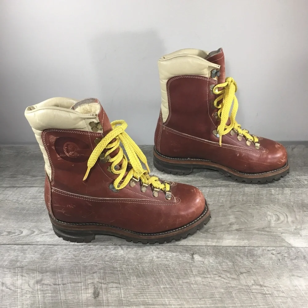 Vintage Chippewa Arctic 50 Mountain Climbing Hiking Sherpa Leather Men's Boots 6